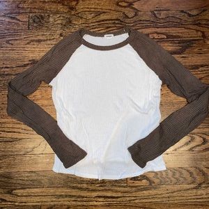 Ribbed White and Olive Long Sleeve